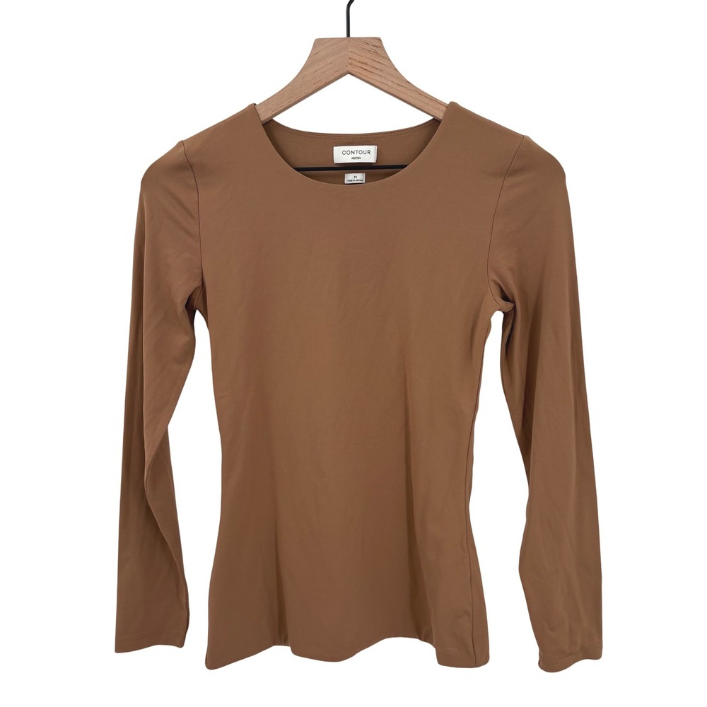 Aritzia Original Contour Crew Long Sleeve T-Shirt‎ Brown Medium
